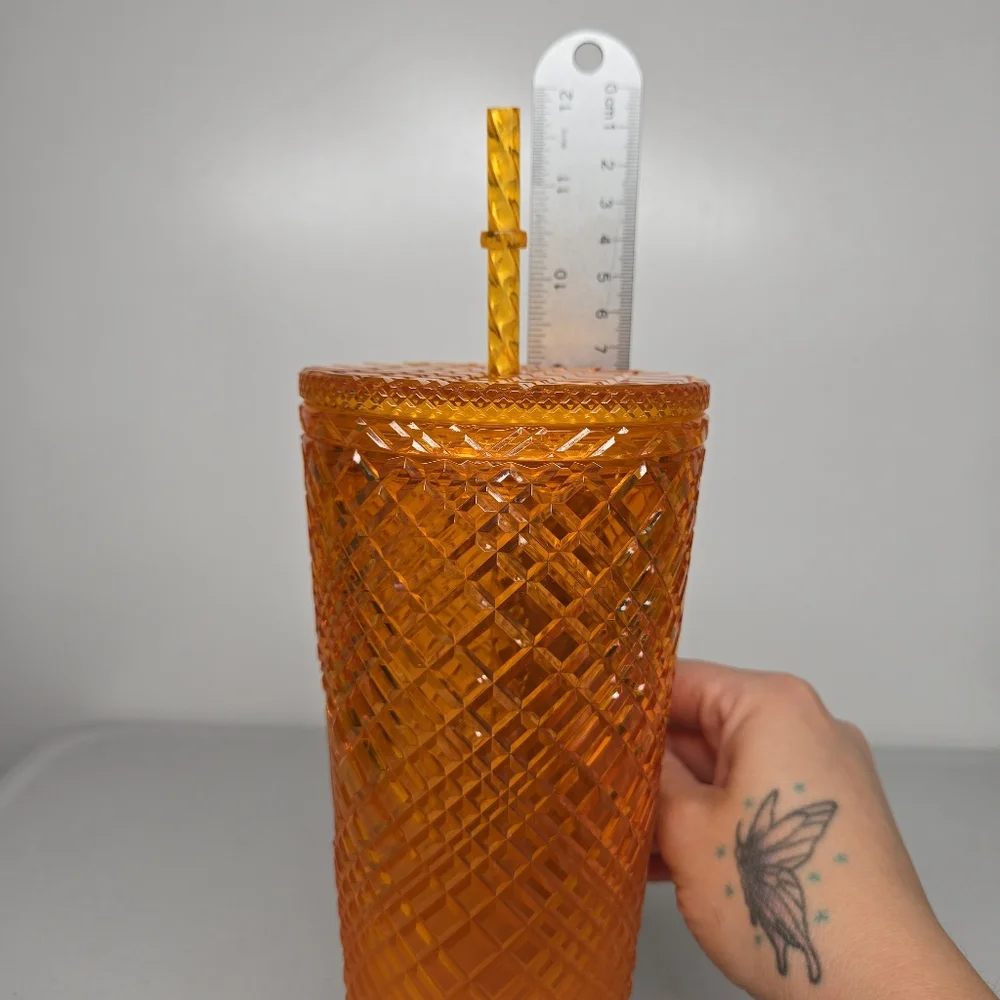 NEW Starbucks 2022 Summer Orange MANGO OMBRE Jeweled Venti Cold Cup Tumbler 24oz